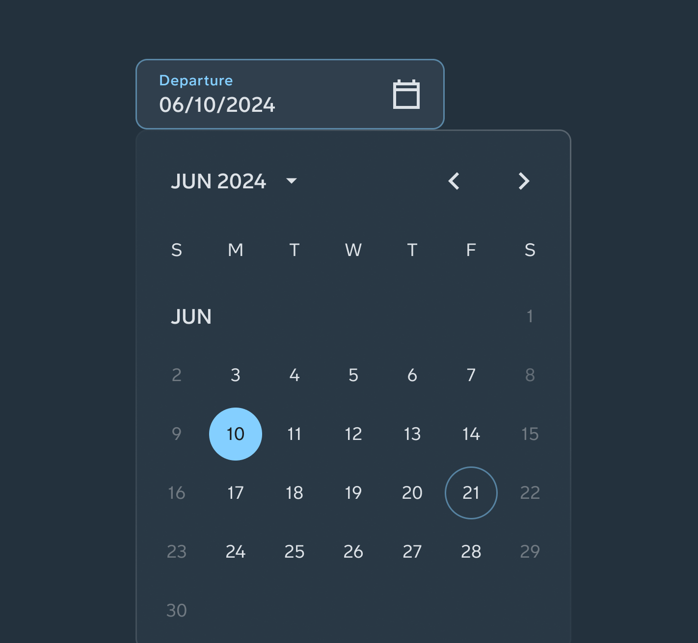 Disabled weekend days in a date picker calendar